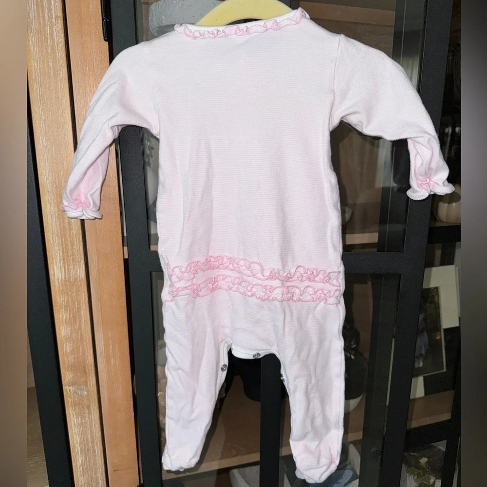 Magnolia Baby girl footies onesie kitty cat embroidered sleeper ruffles snaps